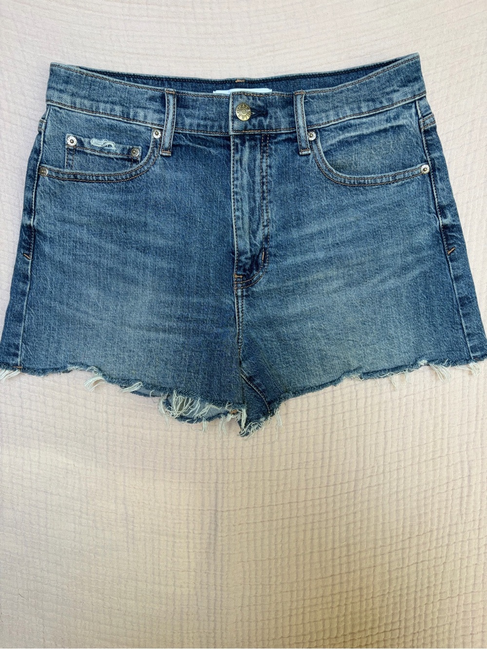 DAZE Troublemaker High Rise Denim Shorts Heart Beat Vintage Size 27